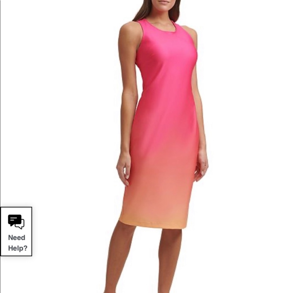 Ombré Pink + Orange Bodycon Midi Dress by Guess